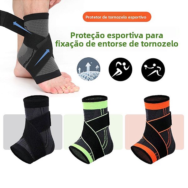 Tornozeleira Esportiva de Compressão Ajustável – Par
