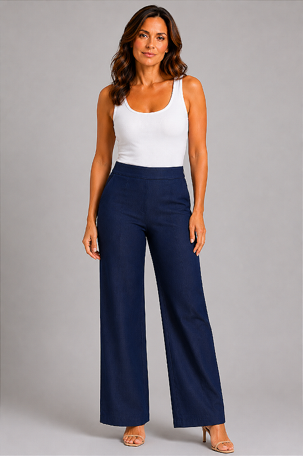 Calça com elástico nas costas