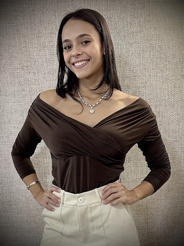 Blusa Manga Longa Juliana Marrom