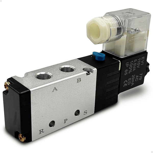 Válvula Simples Solenoide 5/2 vias Rosca 1/8" BSP - 110v