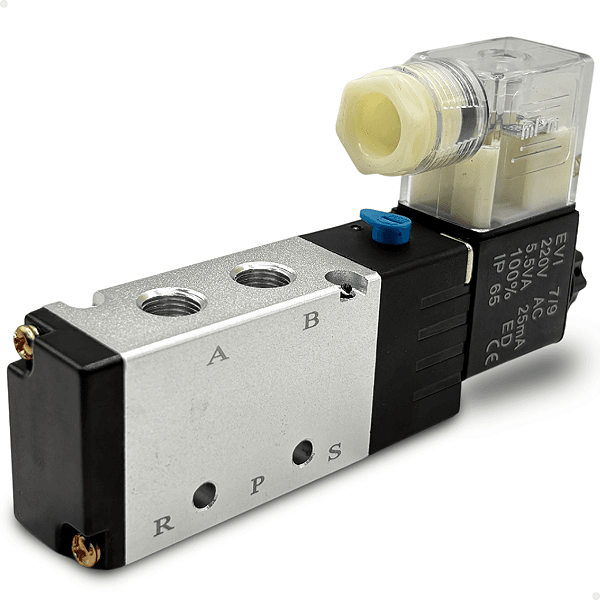 Válvula Simples Solenoide 5/2 vias Rosca 1/8" BSP - 220v