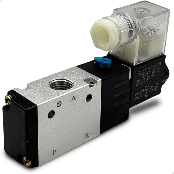 Válvula Simples Solenoide 3/2 vias Rosca 1/4" BSP - 110v