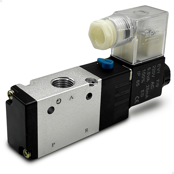 Válvula Simples Solenoide 3/2 vias Rosca 1/4" BSP - 220v