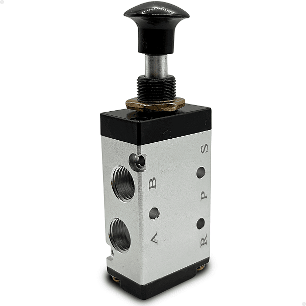 Válvula Botão 5/2 vias Rosca 1/4" BSP - Trava Posição