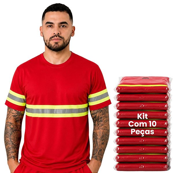 Kit 10 Camisetas Com Faixa Refletiva