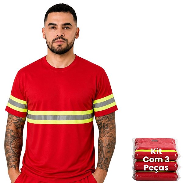 Kit 3 Camisetas Com Faixa Refletiva