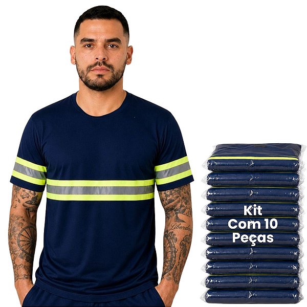 Kit 10 Camisetas Com Faixa Refletiva
