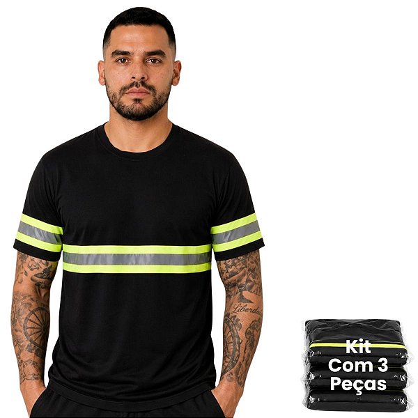 Kit 3 Camisetas Com Faixa Refletiva