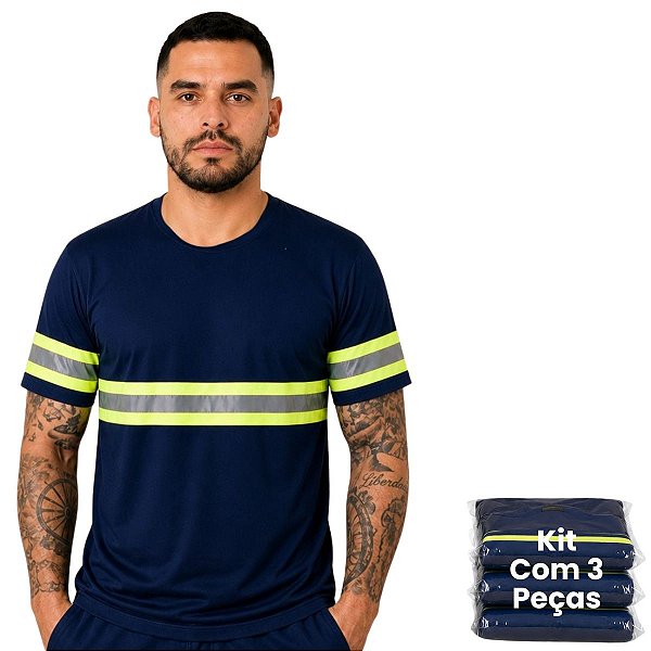 Kit 3 Camisetas Com Faixa Refletiva