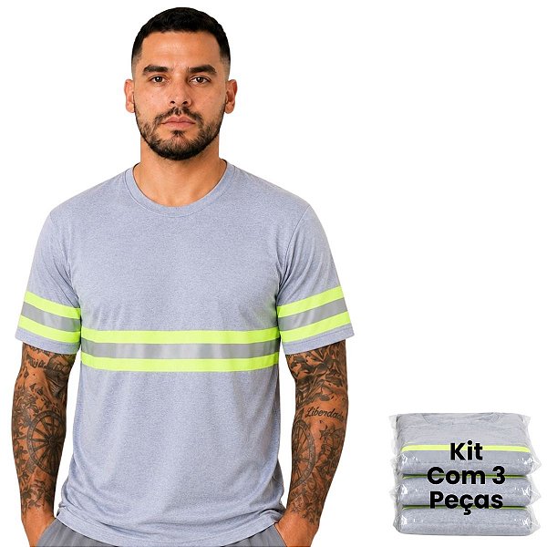 Kit 3 Camisetas Com Faixa Refletiva