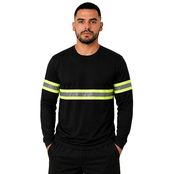 Camiseta Manga Longa Com Faixa Refletiva