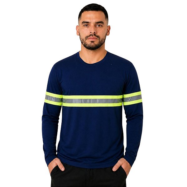Camiseta Manga Longa Com Faixa Refletiva