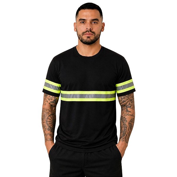 Camiseta Manga Curta Com Faixa Refletiva