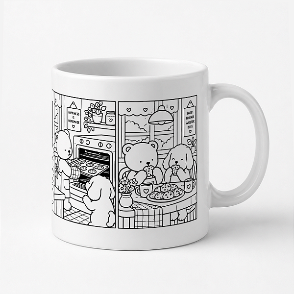 Kit Caneca Infantil para Pintar + Canetinhas