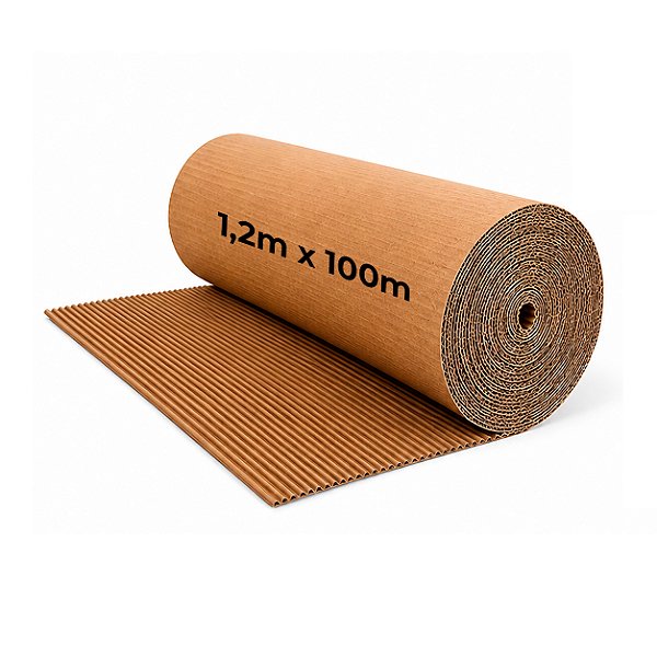 Bobina de Papelão Ondulado Kraft 1,2m x 100m