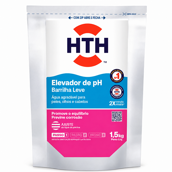 Elevador de pH HTH Barrilha Leve em Pó 1,5 kg para Piscinas