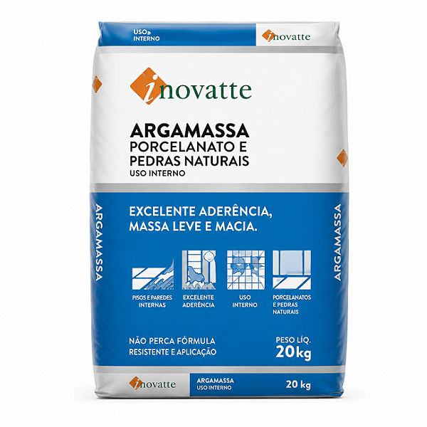 Argamassa para Porcelanatos e Pedras Naturais Inovatte 20 kg Cinza Uso Interno
