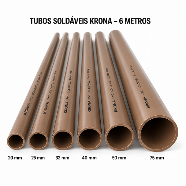 Tubo PVC Soldável Krona 6m para Água Fria - Várias Bitolas