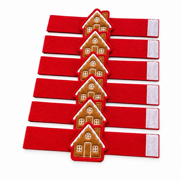 Kit com 6 Porta Guardanapo em feltro vermelho bordado