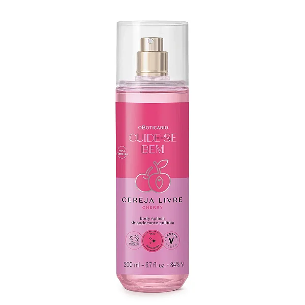 Body Splash Desodorante Colônia Cuide-Se Bem Cereja Livre 200Ml