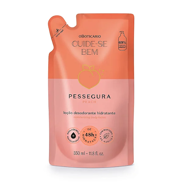 Refil Loção Desodorante Hidratante Corporal Cuide-Se Bem Pessegura 350Ml