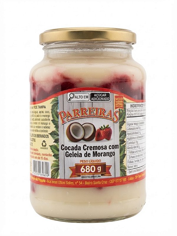 Cocada Cremosa com Geleia de Morango Parreiras