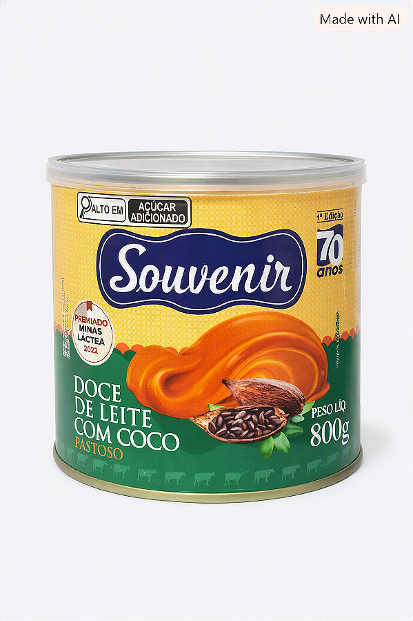 Souvenir Doce de Leite com Coco Pastoso 800g – Sabor Brasileiro Premiado
