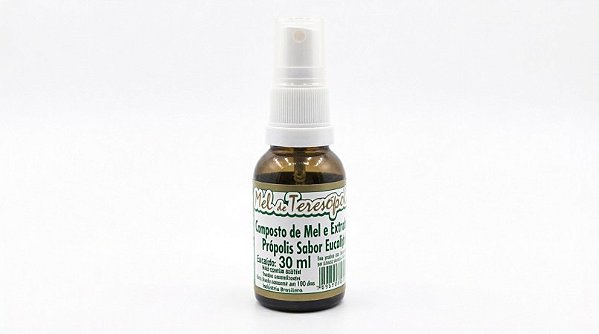 frasco spray da Mel de Teresópolis - Composto de Mel e Extrato de Própolis Sabor Eucalipto (30ml)
