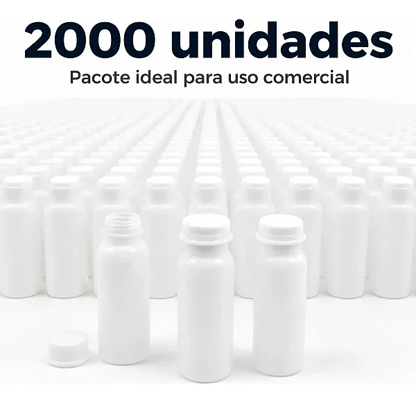 2000 Frascos Flaconete 20 ml com Tampa de Pressão