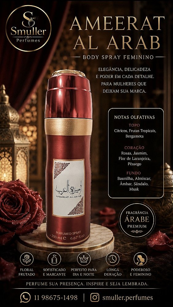 BODY SPRAY ASDAAF / LATTAFA AMEERAT AL ARAB RED (VERMELHO)