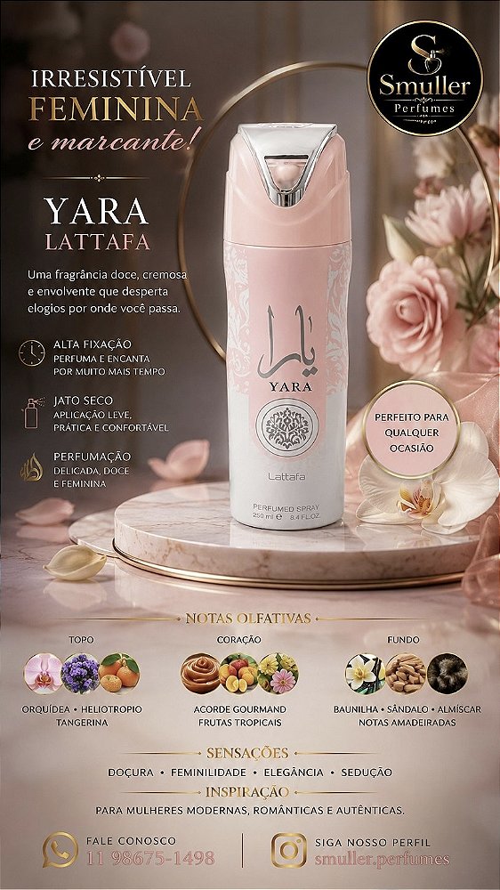 BODY SPRAY LATTAFA YARA ROSA CLARO
