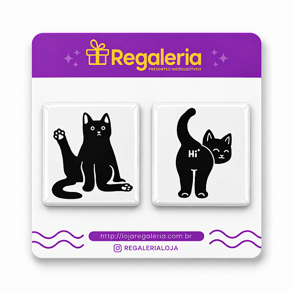 Kit de Imã Quadrado Gato Preto