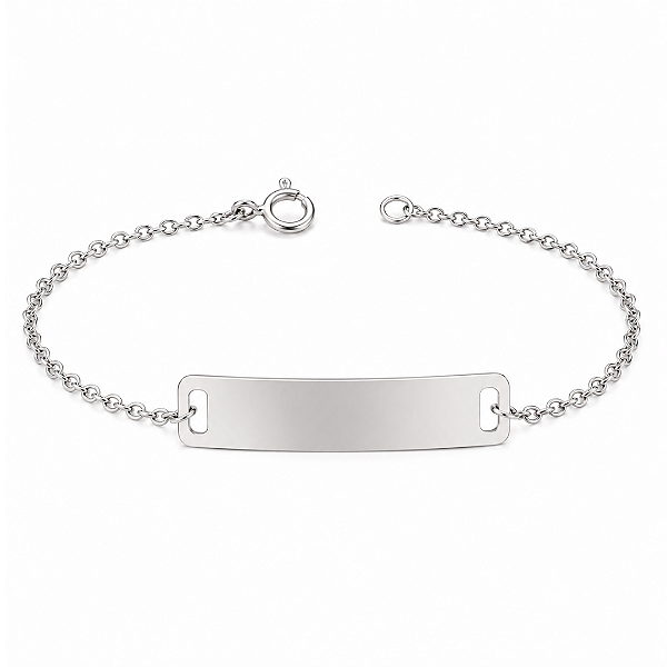 Pulseira Infantil Plaquinha Personalizada com Nome Gravado a Laser Aço Inox