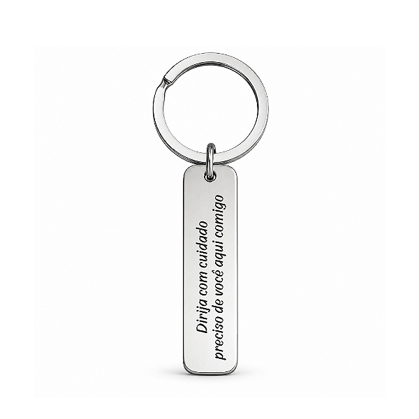 Chaveiro Aço Inox Slim Gravação a Laser - Dirija com cuidado!
