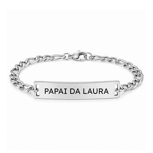 Pulseira Personalizada Aço Inox Elos Gravação a Laser - Papai
