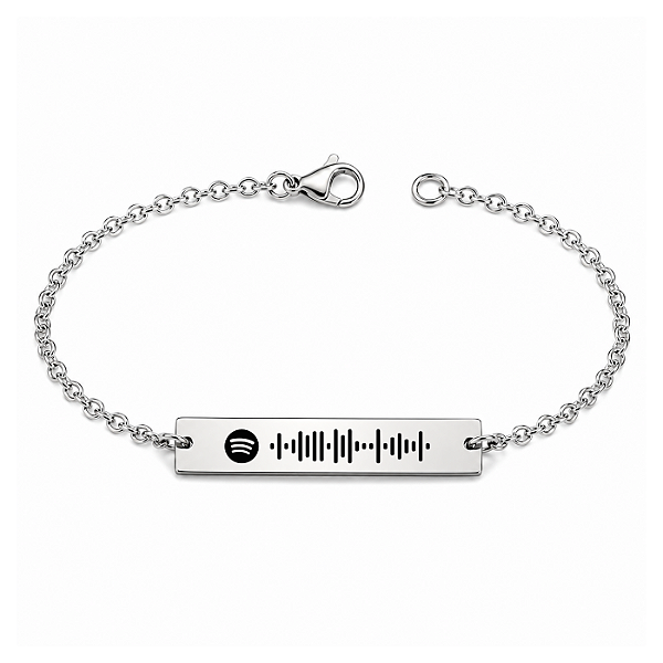 Pulseira Personalizada Retangular Aço Inox Gravação a Laser - Spotify