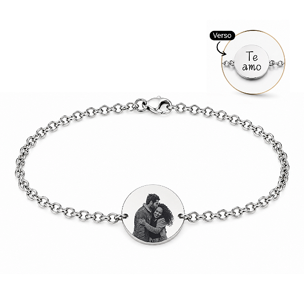 Pulseira Personalizada Redonda Aço Inox Gravação a Laser - Do seu jeito!