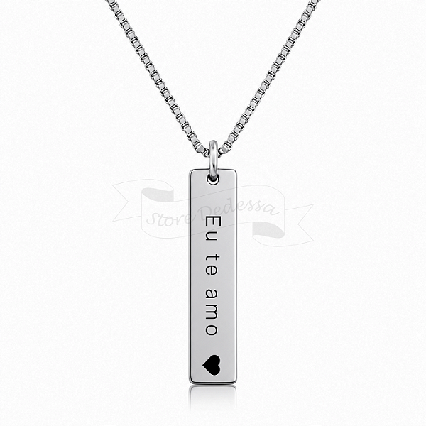 Colar com Medalha Retangular Personalizado Aço Inox - Do seu jeito!