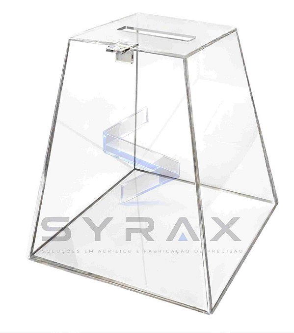 Urna Pirâmide em Acrílico Com Cadeado 30X20X20 cm