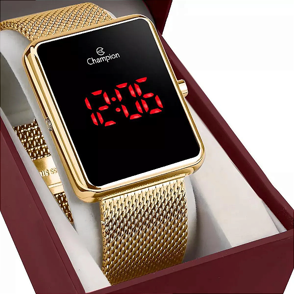 Relógio Feminino Champion LED Digital Dourado CH40080V