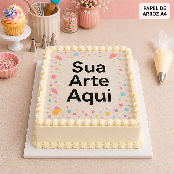 Papel de Arroz Personalizado A4 Para Confeitaria - 1 Unidade - Fenari