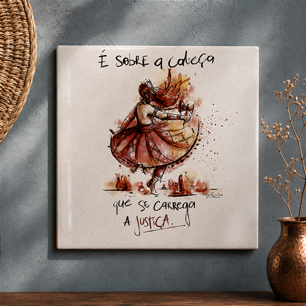 Azulejo Decorativo Xangô “É Sobre a Cabeça que se Carrega a Justiça” 20x20 cm – Fenari - 1 unidade