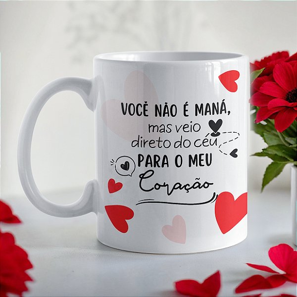 Caneca Romântica “Você Não é Sansão, Mas Abalou Minhas Estruturas” | Porcelana 325 ml | 1 Unidade – Fenari