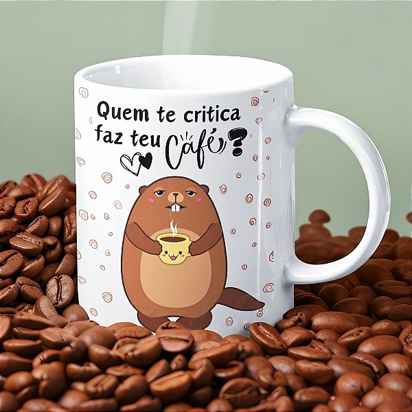 Caneca Divertida “Quem Te Critica Faz Teu Café?” | Porcelana 325 ml | 1 Unidade – Fenari