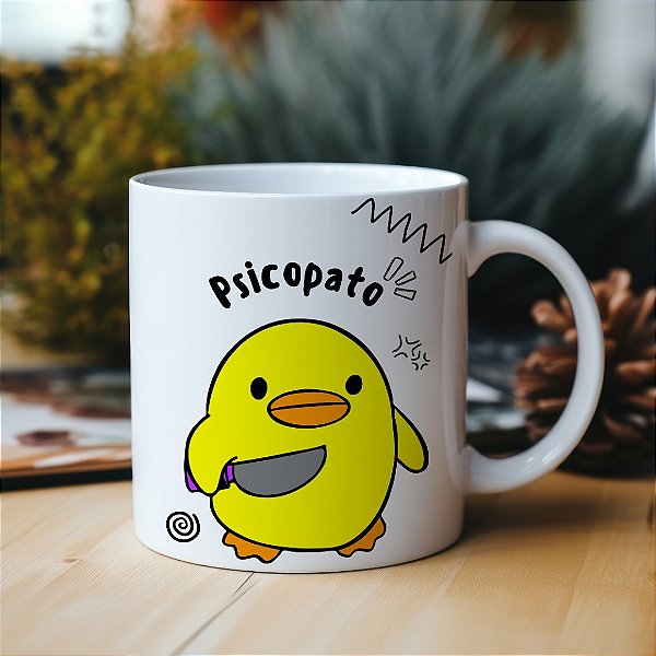 Caneca Divertida Psicopato “Me Irrita Pato Ver” | Porcelana 325 ml | 1 Unidade – Fenari