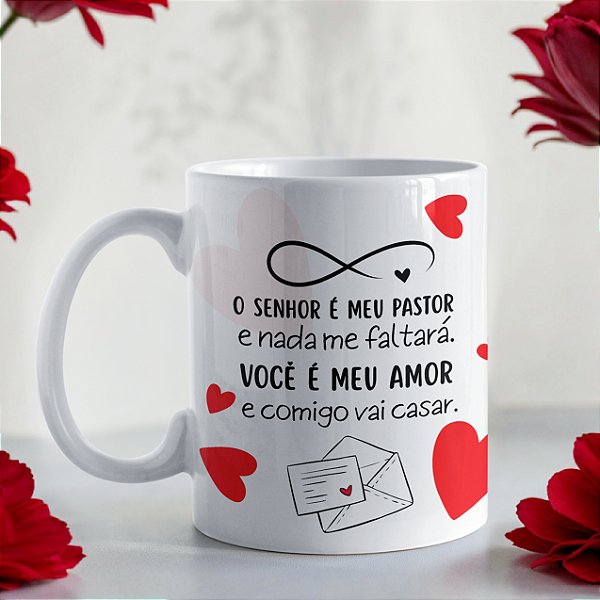Caneca Romântica Cristã “Você é Meu Amor e Comigo Vai Casar” | Porcelana 325 ml | 1 Unidade – Fenari