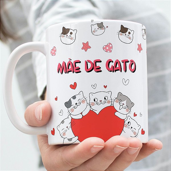 Caneca Mãe de Gato “Mãe Gata” | Porcelana 325 ml | 1 Unidade – Fenari