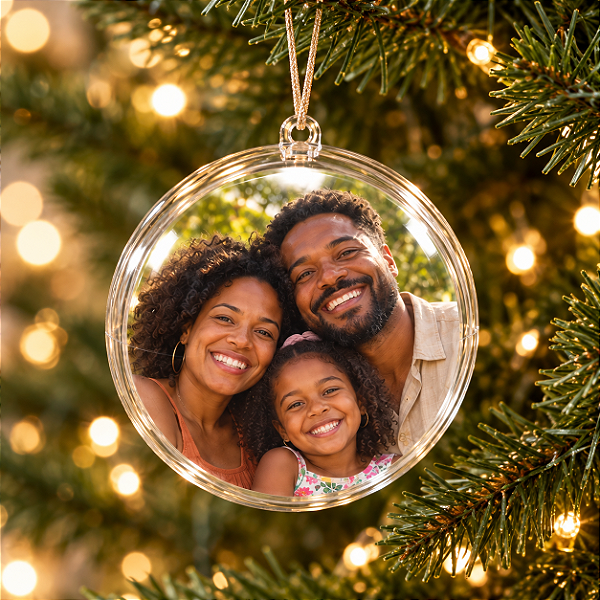 Bola de Natal Personalizada com 2 Fotos 7 cm - 1 unidade - Fenari