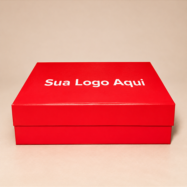 Caixa de Papel Rígido Vermelha com Ímã Personalizada com Sua Logo - P - 1 unidade - Fenari