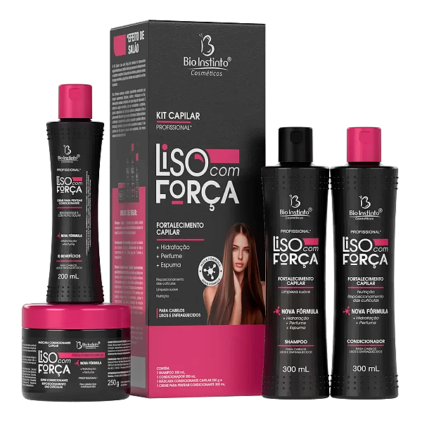 Kit Capilar Profissional Liso com Força 4 Itens - Bio Instinto Cosméticos